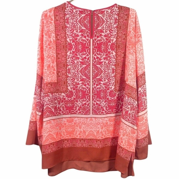 Vince Camuto Caftan Blouse in Coral and Red color Boho Size MEDIUM - Picture 3 of 6